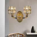 GobekUsa Arched Wall Mount Lamp: Postmodern Crystal Panel Bedside Lighting (Blue/Gold)