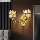 GobekUsa Arched Wall Mount Lamp: Postmodern Crystal Panel Bedside Lighting (Blue/Gold)