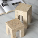 GobekUsa Hand-Carved Travertine Coffee Table Cabinet for Home Decor