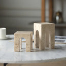 GobekUsa Hand-Carved Travertine Coffee Table Cabinet for Home Decor