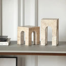 GobekUsa Hand-Carved Travertine Coffee Table Cabinet for Home Decor