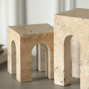 GobekUsa Hand-Carved Travertine Coffee Table Cabinet for Home Decor