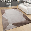 Living Room Rug Madeira Bordered with Geometric Pattern - Brown Beige