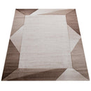 Living Room Rug Madeira Bordered with Geometric Pattern - Brown Beige