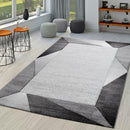 Living Room Rug Madeira Bordered with Geometric Pattern - Grey