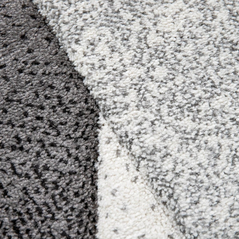 Living Room Rug Madeira Bordered with Geometric Pattern - Grey Blue