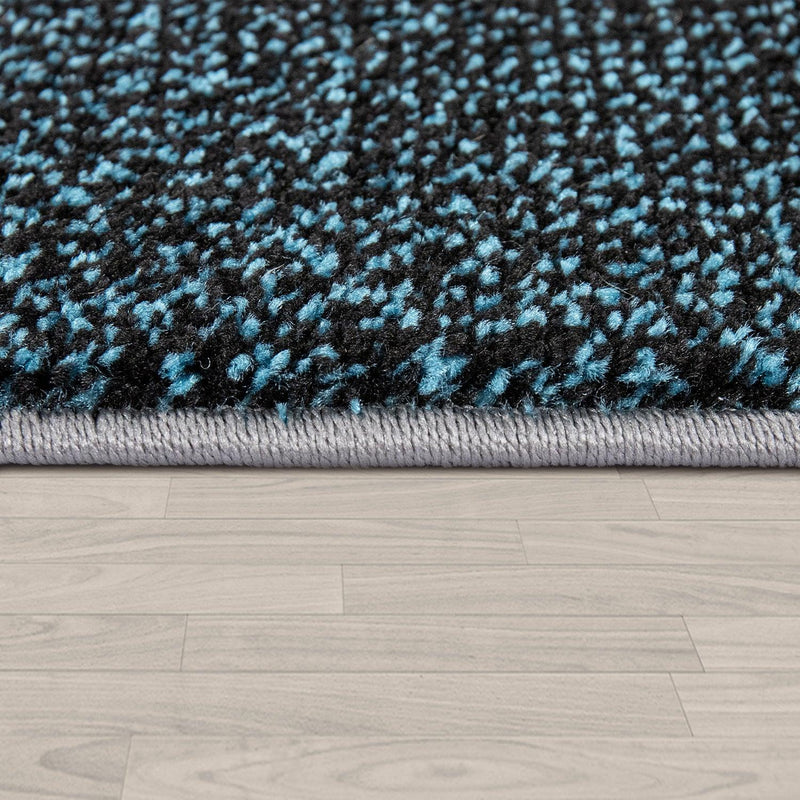 Living Room Rug Madeira Bordered with Geometric Pattern - Grey Blue