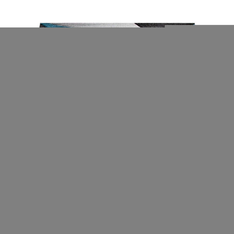 Living Room Rug Madeira Bordered with Geometric Pattern - Grey Blue