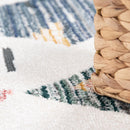 Area Rug Cream Low-Pile Boho Style Colorful Diamond Pattern