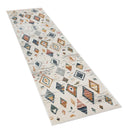 Area Rug Cream Low-Pile Boho Style Colorful Diamond Pattern