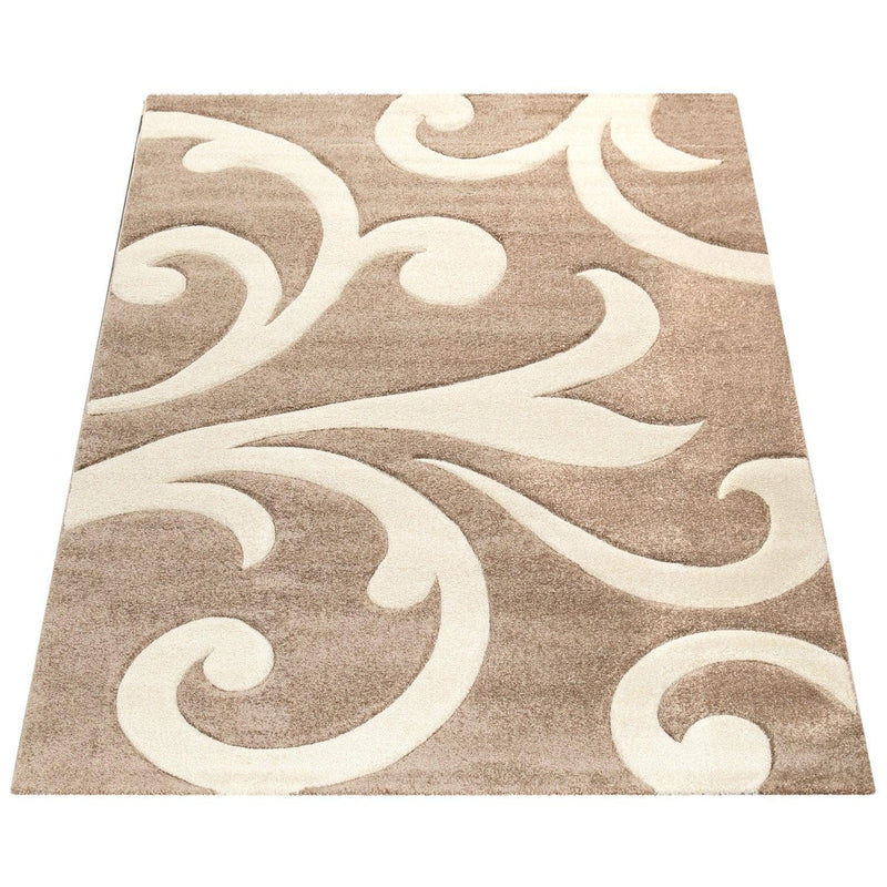 Area Rug Lafleur Modern Floral Pattern with Contour Cut - Beige