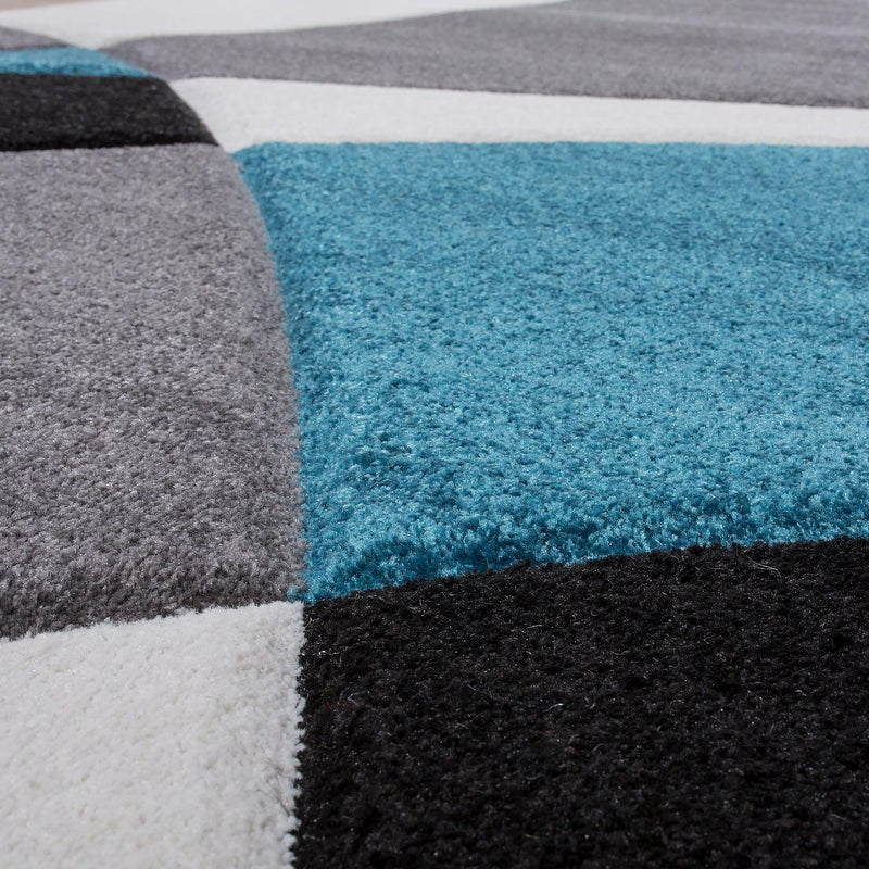 Area Rug Madeira Abstract Curved Pattern - Grey Blue