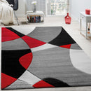 Area Rug Madeira Abstract Curved Pattern - Grey Red