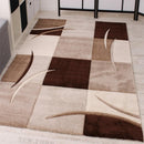 Area Rug Madeira Checkered with Contour Cut - Brown