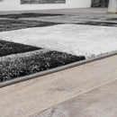 Area Rug Madeira Checkered with Contour Cut - Grey Black