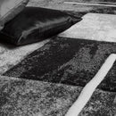 Area Rug Madeira Checkered with Contour Cut - Grey Black