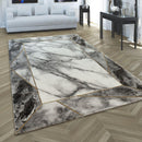 Area Rug Marble Pattern Hardwearing in Grey Gold Beige