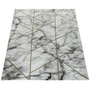 Area Rug Marble Pattern Hardwearing in Grey Gold Cream