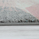 Area Rug Mero Modern Abstract Design - Pink White Grey