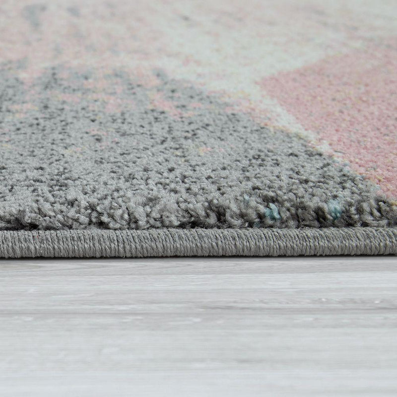 Area Rug Mero Modern Abstract Design - Pink White Grey