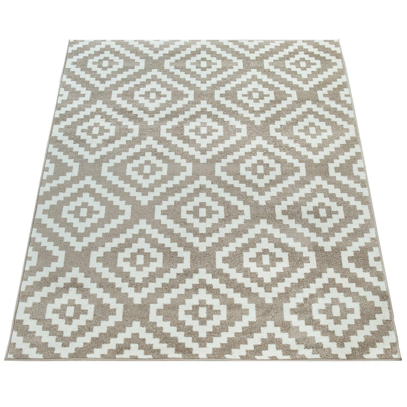 Area Rug Stella Moroccan Diamond Pattern - Pastel Beige White