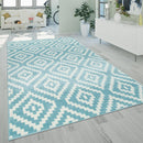 Area Rug Stella Moroccan Diamond Pattern - Pastel Blue White