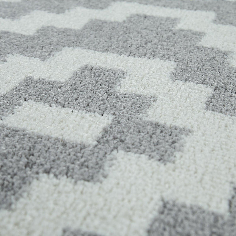 Area Rug Stella Moroccan Diamond Pattern - Pastel Grey White