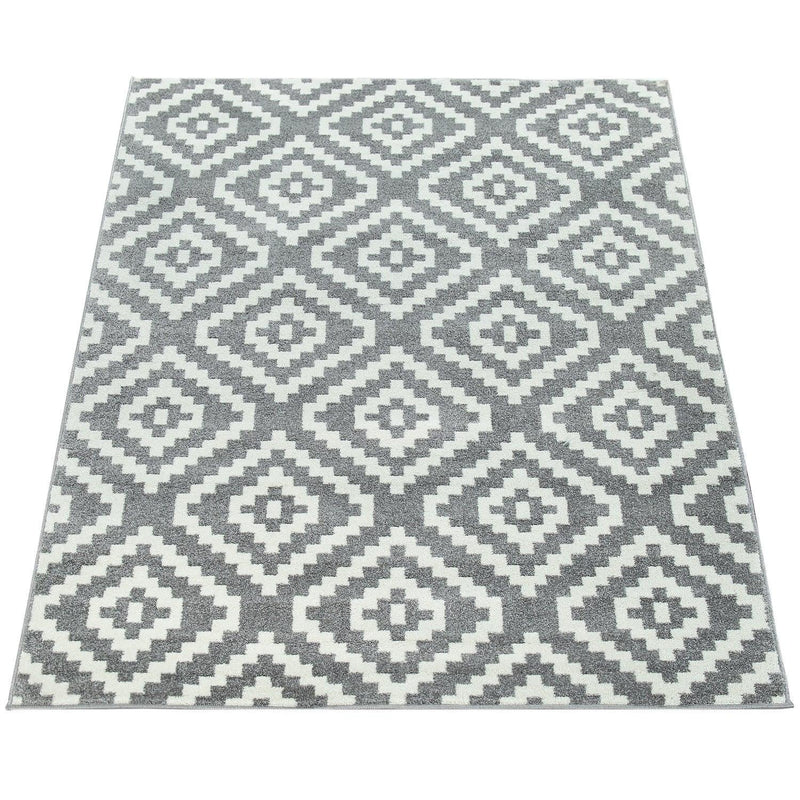 Area Rug Stella Moroccan Diamond Pattern - Pastel Grey White