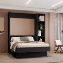 Easy-Lift Full Murphy Wall Bed in Black with Bookshelf