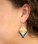 Argo Blue Jade Golden Drop Chandelier Earrings