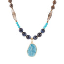 Argo Blue Apatite and Brown Tiger's Eye Golden Pendant Necklace