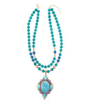 Argo Blue Apatite and Golden Bronze Pendant Necklace