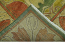 Art and Craft Design Olive Green And Brown Hand Knotted 8x10 Wool Area Rug