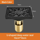 Art carved black brass & gold shower drain cover bathroom grate by Decorbites