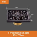 Art carved black brass & gold shower drain cover bathroom grate by Decorbites