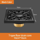 Art carved black brass & gold shower drain cover bathroom grate by Decorbites