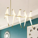 GobekUsa Art Deco Acrylic Bird Island Pendant Light with 5 White and Gold LED Bulbs