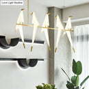 GobekUsa Art Deco Acrylic Bird Island Pendant Light with 5 White and Gold LED Bulbs