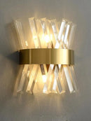 GobekUsa Art Deco Stainless Steel Crystal LED Wall Sconce Black Gold Bedroom Corridor