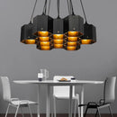 GobekUsa Art Deco Black Metal Honeycomb Island Ceiling Light for Dining Room