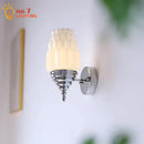 GobekUsa Cream Glass LED Wall Lamp Iron Art Chrome/Gold Living Room Bedroom Background