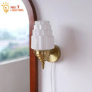 GobekUsa Cream Glass LED Wall Lamp Iron Art Chrome/Gold Living Room Bedroom Background