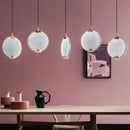 GobekUsa Clear Pink Glass Horo Pendant Light LED for Loft Bar Art Deco Kitchen