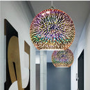 Art Deco Glass Globe Pendant Light in Gold or Silver