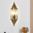 GobekUsa Postmodern Gold Finish Cylinder Wall Sconce with Crystal Prisms - Ideal for Living Room