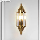 GobekUsa Postmodern Gold Finish Cylinder Wall Sconce with Crystal Prisms - Ideal for Living Room