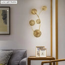 GobekUsa Lotus Leaf Etched Brass Wall Sconce - Metal Art Deco Stairs Lamp