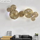 GobekUsa Lotus Leaf Etched Brass Wall Sconce - Metal Art Deco Stairs Lamp