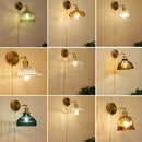 GobekUsa Art Deco LED Wall Lamp with Pull Switch, Nordic Design, Glass Interior Wall Light