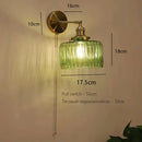 GobekUsa Art Deco LED Wall Lamp with Pull Switch, Nordic Design, Glass Interior Wall Light